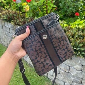 Black and brown c logo coach bag